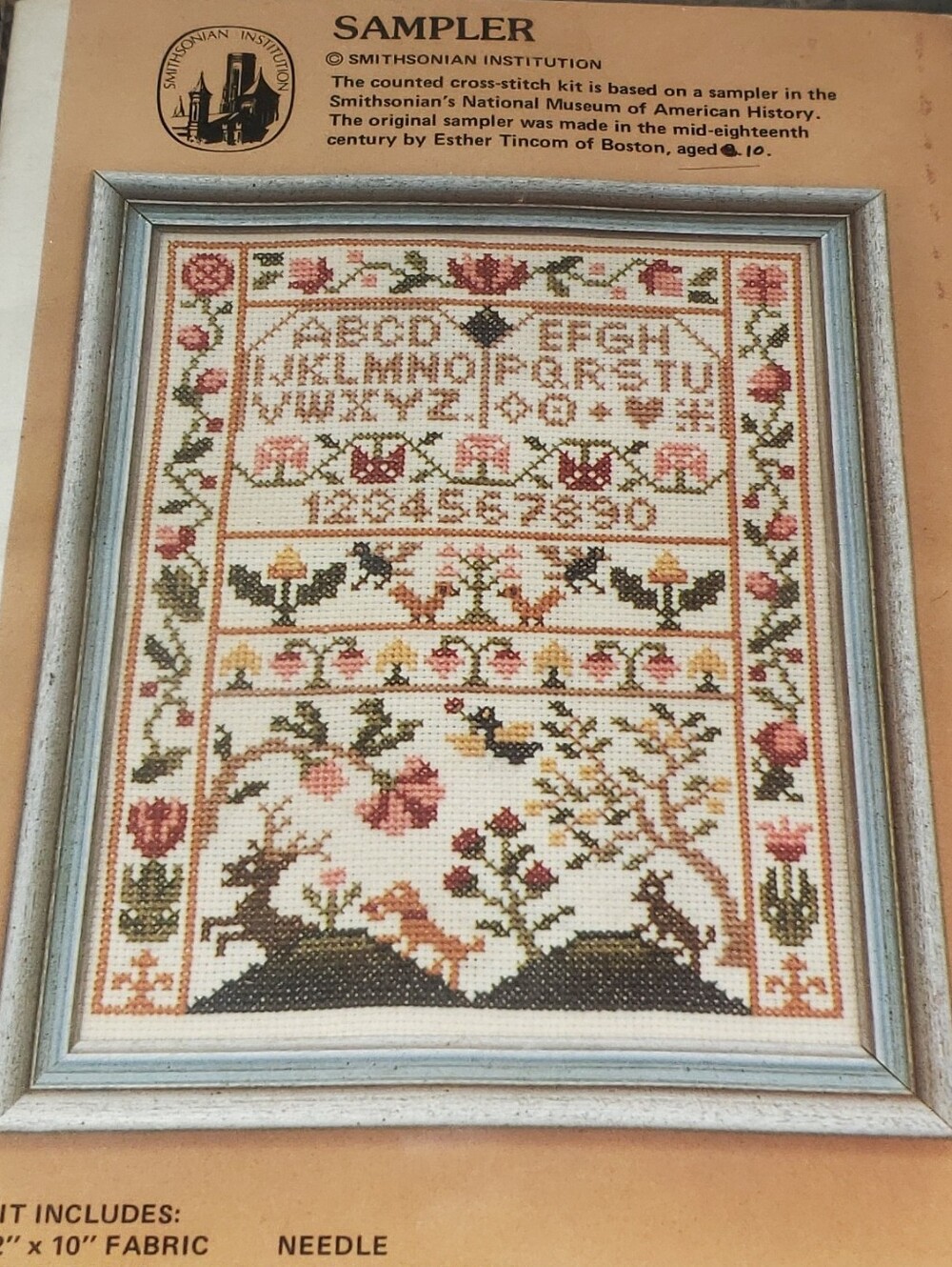 Vintage Smithsonian Mid-Eighteenth Century Sampler Replica Cross-Stitch Kit